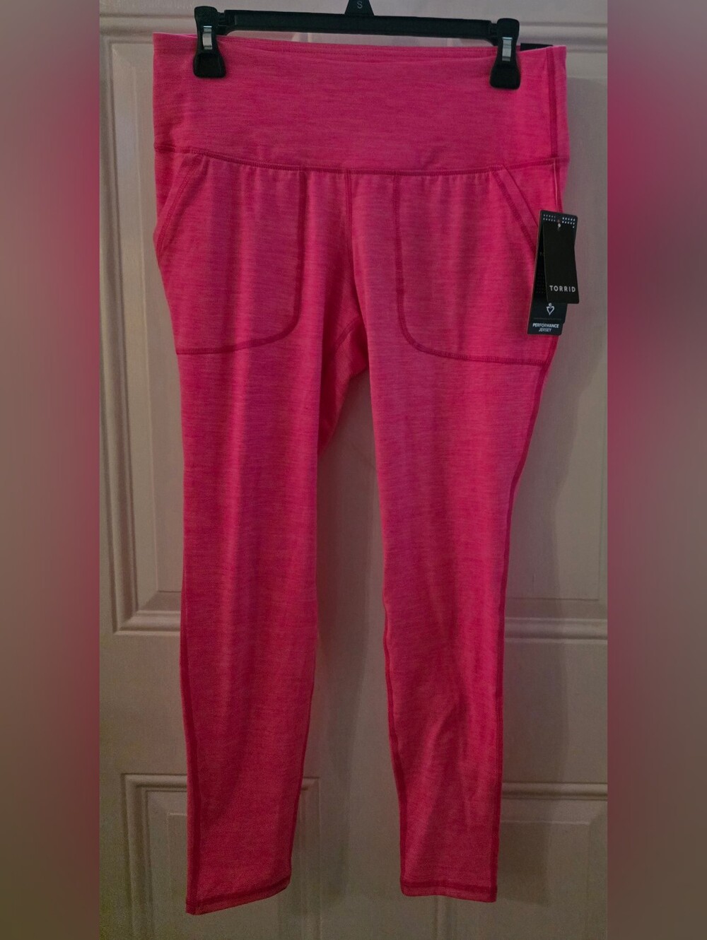 torrid bright pink high-waist leggings with front pockets